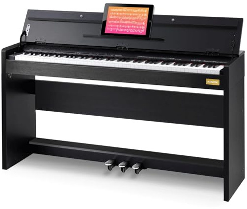 AODSK Digitales Klavier mit 88 Tasten, gewichtete gehämmerte Action-Tastatur mit Möbelständer und Dreifach-Pedal, für Anfänger, Kinder/Erwachsene, klassisches Digitalpiano UPB-85 (inkl