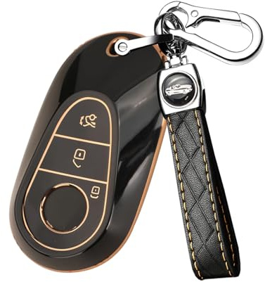 ontto Autoschlüssel Hülle Schlüsselanhänger Passt für Mercedes C S Klasse W223 S350 S400L S450 S450L S500 S500L C200 C260 C260L 2020-2022 Fernbedienung Cover TPU Schlüsselhülle Schlüsseletui-Schwarz