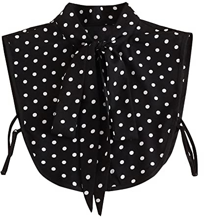 LoudSung Fake Collar Abnehmbare Halbhemdbluse Falscher Kragen Elegant Polka Dots Bow Knot für Frauen Mädchen