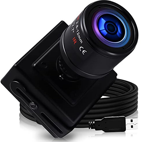 G Objetivo varifocal USB Cámara Full HD 1080P USB Webcam Minicámara, 2MP High Speed@100 fps USB con cámara, cámara web USB 2.0, Plug & Play, 2.8-12 mm Varifocal USB Cámara con UVC para Android Linux