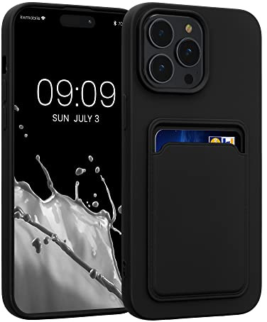 kwmobile Handyhülle für Apple iPhone 14 Pro Max Hülle mit Kartenfach - TPU Case - Kabelloses Laden - Schutzhülle Cover in Schwarz