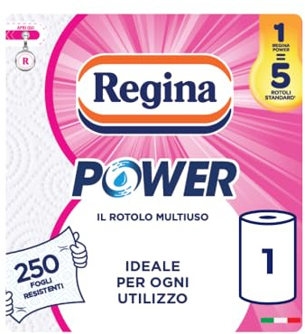 Regina Power Mehrzweckpapier, 1 Rolle mit 250 Blättern, 2-lagig, ideal für die Reinigung jeder Oberfläche, recycelbar, 100% FSC-zertifiziertes Papier