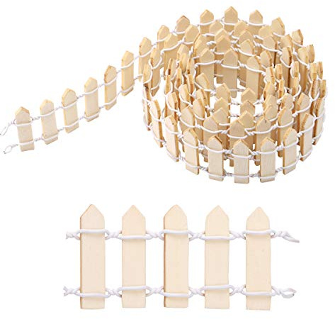 Homoyoyo Miniatur Gartenzaun 3Cm Dekorativer Holzlattenzaun Für Mikrolandschaft Und Puppenhaus - Flexibler Mini Zaun Für Weihnachtsdekoration Und Garten Deko