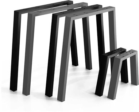 NOGGI: 2 Tischkufen metall (55/75x70cm-schwarz-Esstisch) I Tischbeine U-Form I Möbelfüße für Dein DIY Schreib-,Couch-,Wohnzimmer- oder Bartisch Projekt I moderne Scandic Legs aus Vierkantprofilen