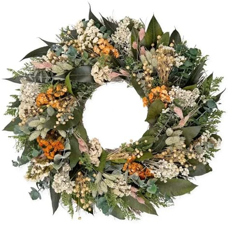 ANDALUCA 20 in Preserved Eucalyptus & Dried Flowers Natural Wreath (Floral Blooms)