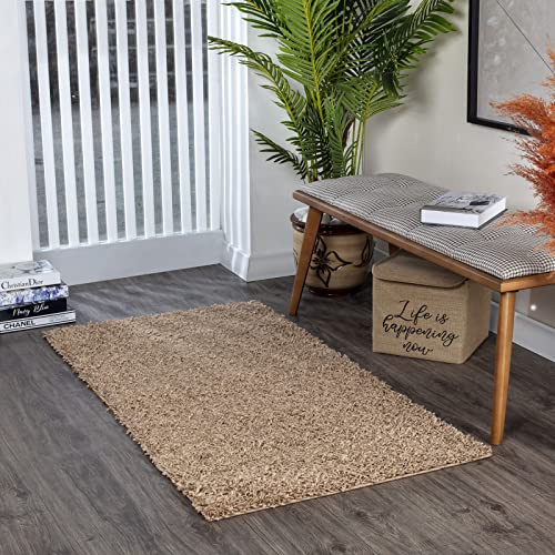 Livabliss Tappeto Shaggy Home Ampio Tappeto Salotto Moderno, Sala da Pranzo, Morbido Tappeti Shaggy per Camera da Letto, Motivo Astratto Berbero Peloso, leggera da Pulire, 80x150 cm Beige Chiaro