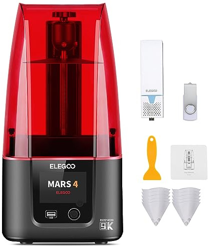 ELEGOO Mars 4 Impresora 3D, Monocromo 9K 7 Pulgadas LCD MSLA Impresora de Resina UV 3D con Purificador de Aire y Varios Modos de Impresión, Tamaño de Impresión Más Grande 153,36x77,76x175 mm³