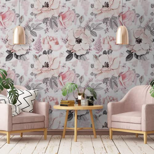Naturempress Carta Da Parati 3D Moderna 150X105（Larghezza x Altezza） Moderna Fiori Rosa Acquerello Fotomurali Moda Decorazione da Muro XXL Poster Gigante Design Carta per pareti