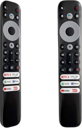 FOXRMT TCL RC902V Télécommande de rechange pour TV TCL Android Mini LED QLED 4K UHD Smart TV avec Netflix, YouTube, Guard, Media et TCL Channel
