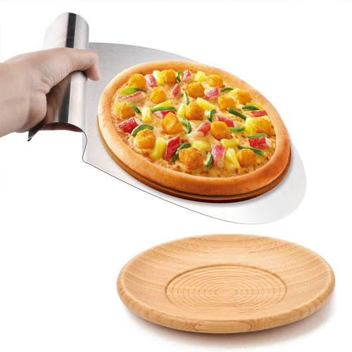 Pala para tartas, bandeja de servidor de transferencia de acero inoxidable, elevador seguro para tartas de pastelería, raspador de movimiento inferior para tartas caseras, pizza y pasteles,