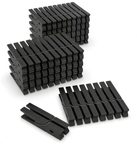 Wäscheklammern aus Holz, 7,4 cm, Schwarz, 100 Stück | Lebendig für Bastelarbeiten, Klassenzimmer-Dekorationen, Kleidung, Bilder, Wäsche, Massivholz, keine Splitter, farbecht