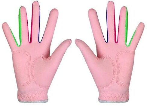 ZiYouao Golfhandschuhe Jungen Mädchen Outdoor Sport Tuch Golf Handschuhe Atmungsaktive Anti-rutsch Handschuhe 1 Paar 2 Farbe Weiß Rosa for Kind Golfhandschuhe Damen(Pink,15)