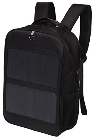 Mochila con Panel Solar Impermeable Ergonómica con Puerto de Carga USB para Viajes, Protección contra Sobrecarga, Protección de Temperatura