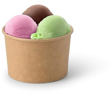 GREENBOX 50x Eisbecher Pappe 200 ml braun - Einwegbecher plastikfrei und biologisch abbaubar - Dessertschale To-go-Becher