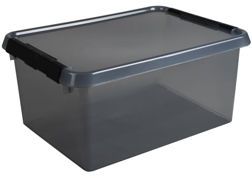 Sunware 88001820 - Aufbewahrungsbox the comfort-line 15 L | Grau transparent, Ordnungsbox mit Deckel zur platzsparenden Aufbewahrung