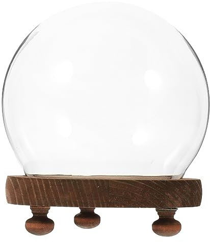 PAMINGONO Transparente Glaskuppel Mit Holzsockel Für Ewige Blumen Staubdichte Cloche Für Kreative Deko Für Mikrolandschaften Für