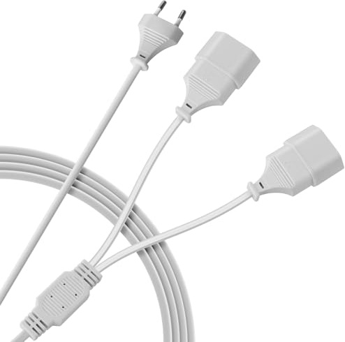 2M Schutzkontakt Verlängerungskabel 1-2 Euro Stecker Verlängerungskabel Typ C 0,75 mm² Max. 2,5A/250V Eurostecker Verlängerung für TV PC Monitor Haushaltsgeräte Weiß