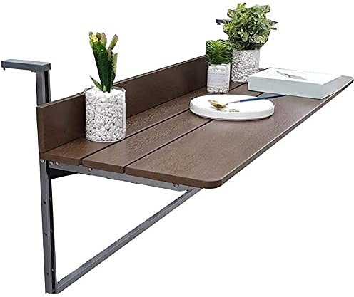 JXIPANUL Hebe-Klapptisch für den Balkon, Computertisch für kleine Wohnungen, Stehtisch mit hängendem Geländer, Beistelltische, Blumenständer, 5-stufig höhenverstellbare Edelstahlhalterung,B
