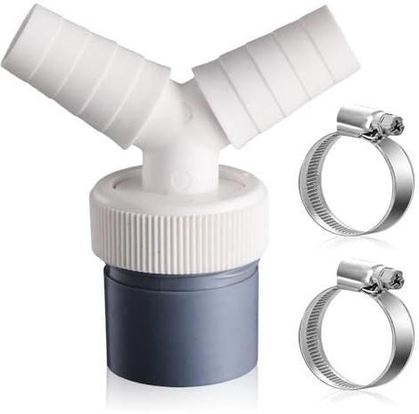 Aoreun Adaptateur de vidange pour lave-vaisselle et machine à laver, double raccord Y avec sortie pour tuyau de 40 mm de diamètre et entrée de 18-24 mm de diamètre, contient 2 colliers de serrage pour