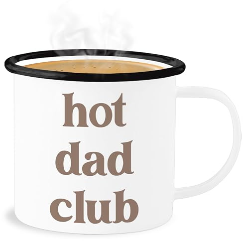 Emaille Becher Blechbecher - Tassen - Hot Dad Club Geschenk Vatertag personalisiert I Papa Geschenk Vatertag Papi Geschenke Vater I Vatertagsgeschenk werdender Vater - 300 ml - Weiß Schwarz