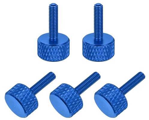 sourcing map 5 tornillos moleteados de cabeza plana M3 x 12 mm, aleación de aluminio sólido, totalmente roscados, tornillos de tornillo de pulgar para cajas de computadora, tarjetas gráficas, color