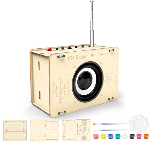 Radio Bausatz,Radio DIY Set,Holz Lautsprecher Bausatz,Lackierbares Spielzeug,Holz Experimente Wissenschaft für Kinder ab 14+
