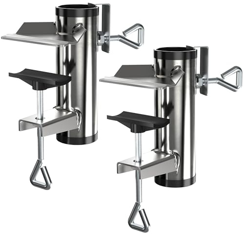 Menz Sonnenschirmhalter Balkongeländer 2er Set- Metall Sonnenschirm Halterung Balkon, flexibel montierbar - Kompakte Schirmhalterung Balkongeländer ersetzt Sonnenschirmständer