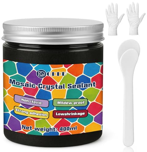 LAMXIN Lechada de mosaico de cristal negro de 400 g, hecha a mano, relleno de huecos, lechada de mosaico, elección perfecta para proyectos de manualidades, mosaicos