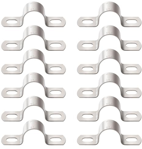 YYIGVMO 12 Pezzi Ø 18mm U-Fascette Stringitubo, Cinghia Rigida per Tubi in Acciaio Inox 304, Clip per Condotto con 2 Fori, per Tubi e Cavi