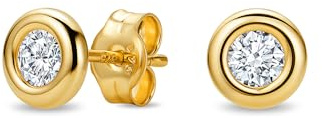 OROVI Ohrringe Gold, 14 k(585) Gelbgold/Weißgold, Diamant Ohrstecker 0.12 Ct/ 0.20 Ct/ 0.50 Ct, Ohrringe Männer/Damen, Ohrstecker Gold, Schmuck Damen, Hypoallergener Schmuck, inkl. Edler Schmuckbox