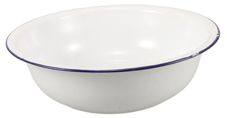 SAFIGLE Cuenco Esmaltado Borde Azul 32 Cm para Lavar Pies Remojar Ropa Preparar Alimentos Fácil de Limpiar Adecuado para Baño y Doméstico