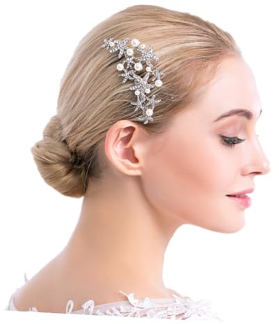 GALPADA Peine Pelo Novia Forma de Marino, Peine de Gemas de Imitación en Plata, Accesorio Elegante para Bodas y Aniversarios