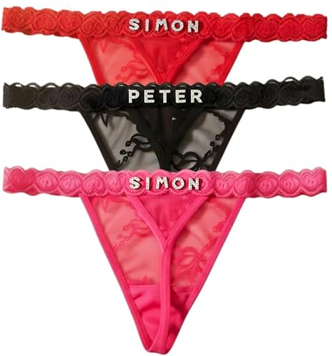 Personalised Thong - Personalised Name Thong, Custom Underwear for Her, Custom G String, G String Multicolour