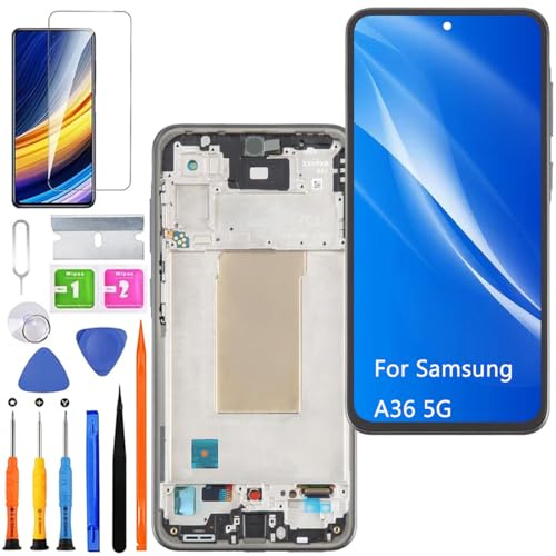 Écran pour Samsung A36 5G A366E TFT Noir avec Cadre | Sans Empreintes Digitales，avec Kit de réparation，TFT LCD，Affichage HD，Remplacement d'écran,pour Modèle:A366B A366E/DS