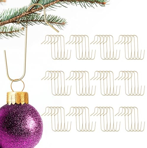 Talvani | S-Haken für Christbaumkugeln | Hochwertige Doppelhaken für Weihnachtskugeln - Premium Aufhänger klein, Deutscher Versand - Verbesserte S Haken für Tannenbaumkugeln | 50 Stück - Gold