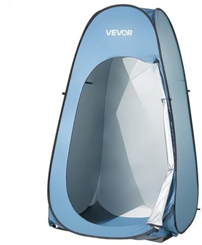 VEVOR Pop up Privacy Tent, Instant Portable Privacy Tent Changing Room with Hanging Bag, Ground Stakes, Ropes, Carry Bag, 190T Polyester with Silver Coating, Quick Setup, for Camping, Beach, Fishing