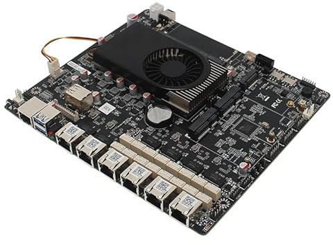 N150 Carte mère industrielle NAS 4 cœurs 4 fils Processeur basse puissance 6 x LAN (Intel i225/i226), prise en charge LAN3-6 Bypass/fente pour carte SIM 4G 5GSIM SATA3.0 M.2 NVMe 2280, double écran 4K