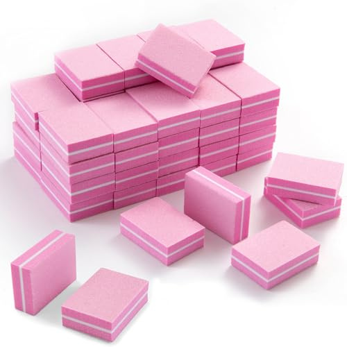50 Pcs Mini Nail Buffer Blocks,Professional Nail Buffer Sanding Blocks,Mini Sponge Buff Nail File,Buffer Sandings Block Nails Art Tool for Salon Home Use, Gel Natural Nails(Pink)
