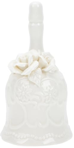 TOGEVAL Campanello a Mano in Ceramica Retrò, Campanello da Tavolo Robusto per Ristorante e Festa, Campana Decorativa Multifunzionale per Casa, Hotel e Eventi