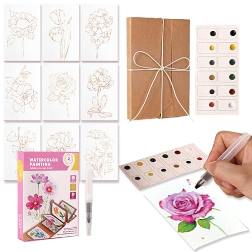 Kit de viaje compacto de acuarela, kit de iniciación de acuarela, libro de pintura portátil, paleta de viaje con función de transporte fácil, kit completo de suministros de arte, accesorios creativos