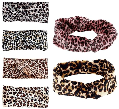 6 Stück-pack Leopard Yoga Stirnband für Frauen, Atmungsaktiv, Schweißband