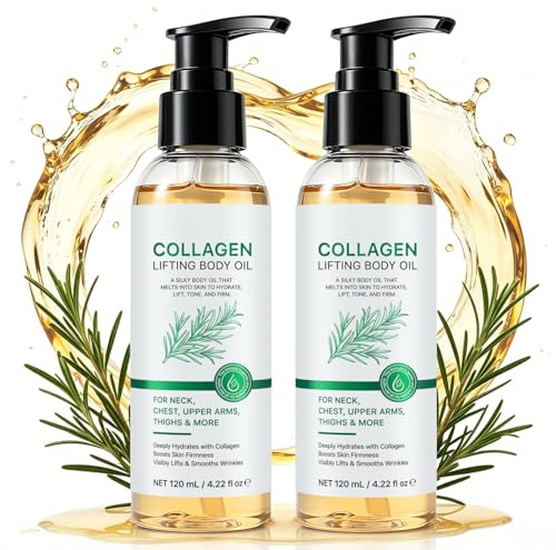 Collagen Lifting Body Oil, Collagen Oil For Skin Tightening, Anti Aging & Moisturizing, After Shower Body Oil for Women and Men, Lightweight Fast-Absorbing Non-Greasy (2PCS)