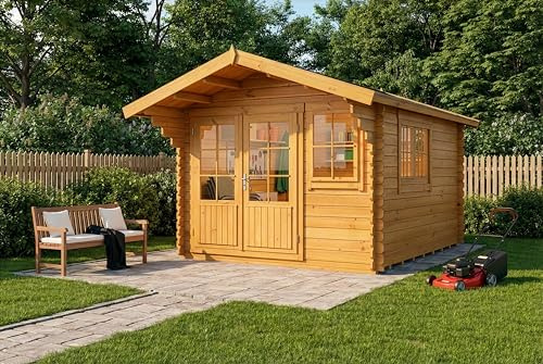 Alpholz Gartenhaus Gabriel 338x467cm mit 28 mm Wandstärke in Imprägnierung Pinie inkl. Fußboden