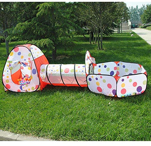 Tech Traders soft play Indoor-Outdoor Play Tunnel and Play Tent Cubby-Tube-Teepee 3 In 1 Playground for Children Baby Kids Toddler Pop Up Ball Play Pit Pool [BALLS NOT INCLUDED]