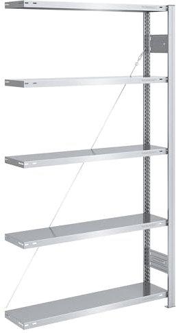 eurokraft | Steckregal | Bauart leicht | einseitig | HxBxT 2000 x 1000 x 300 mm | verzinkt | Anbauregal