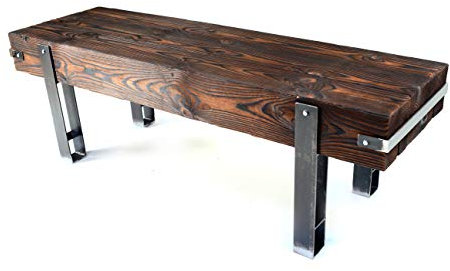 CHYRKA® Bank Sitzbank Massiv-Holz Brody Loft Vintage Bar Industrie Design Handmade Holz Metall (28 cm x 140 cm h=45 cm)