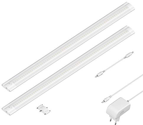 ledscom.de LED Unterbau-Leuchte SIRIS weiß matt, flach, je 50cm, je 531lm, warm-weiß, 2er Set