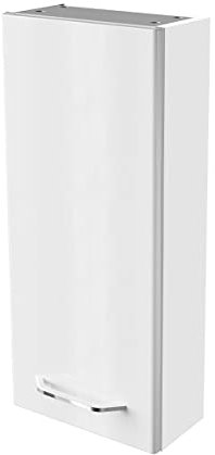 FACKELMANN Milano Hängeschrank mit Tür – Badezimmerschrank hängend mit 2 Einlegeböden fürs Badezimmer (30 cm x 68 cm x 15,4 cm) – Wandschrank in Weiß