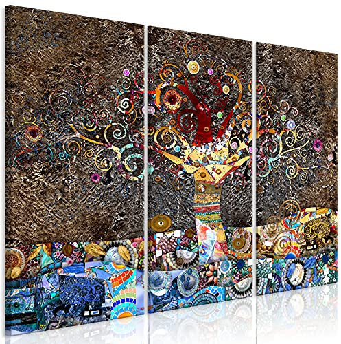 murando - Wandbilder XXL Gustav Klimt Baum des Lebens 90x60 cm Vlies Leinwandbild 3 Teilig Kunstdruck modern Wandbilder XXL Wanddekoration Design Wand Bild - Abstrakt bunt l-A-0050-b-e