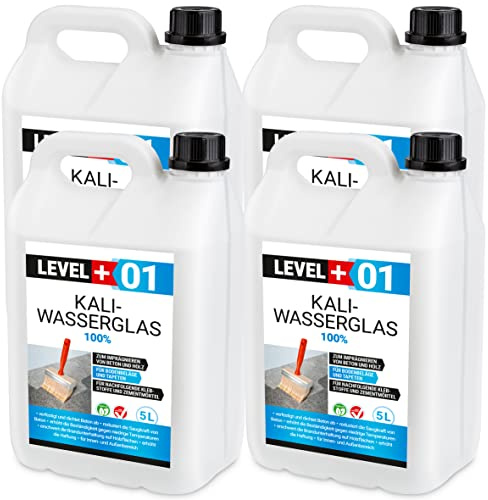 Level Plus 01 Kaliwasserglas 28-30 Unverdünnt 20 Liter Haftgrund Abdichtung | Holzimprägnierung Pur Wasserglas 100%, Beton Versiegelung Wetterfest